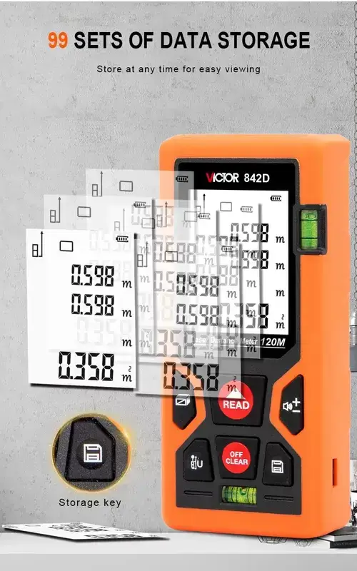 متر لیزری ویکتور مدل VICTOR VC-842D برد 120 متر 