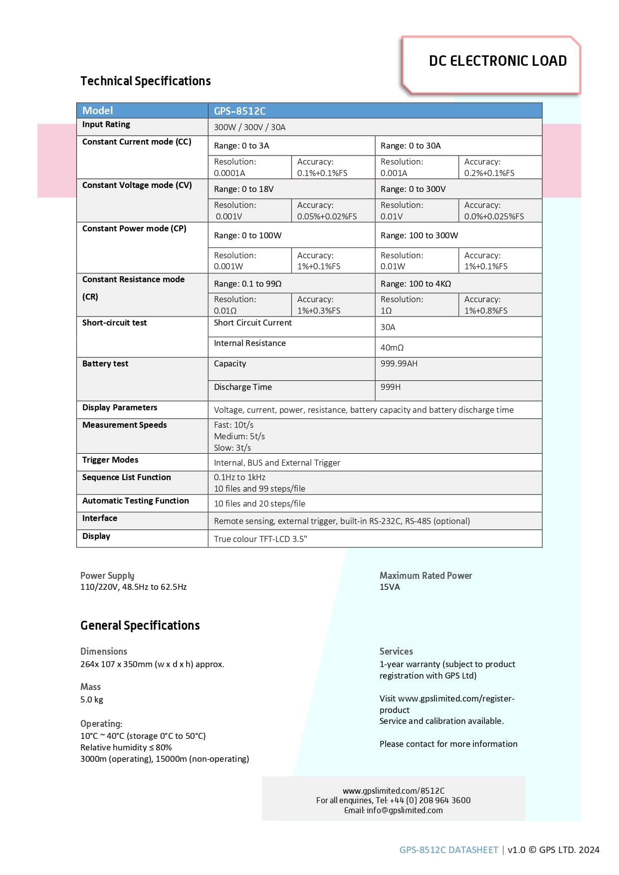 بار الکترونیکی جی‌پی‌اس لیمیتد مدل GPS-8512C 300W