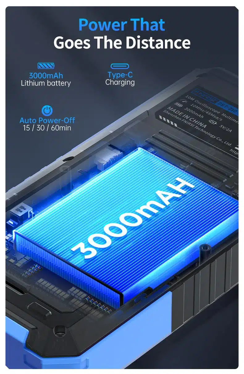 مولتی‌متر دستی ۳ در ۱ فینرسی مدل FNIRSI DST-210 با قابلیت اسیلوسکوپ و سیگنال ژنراتور