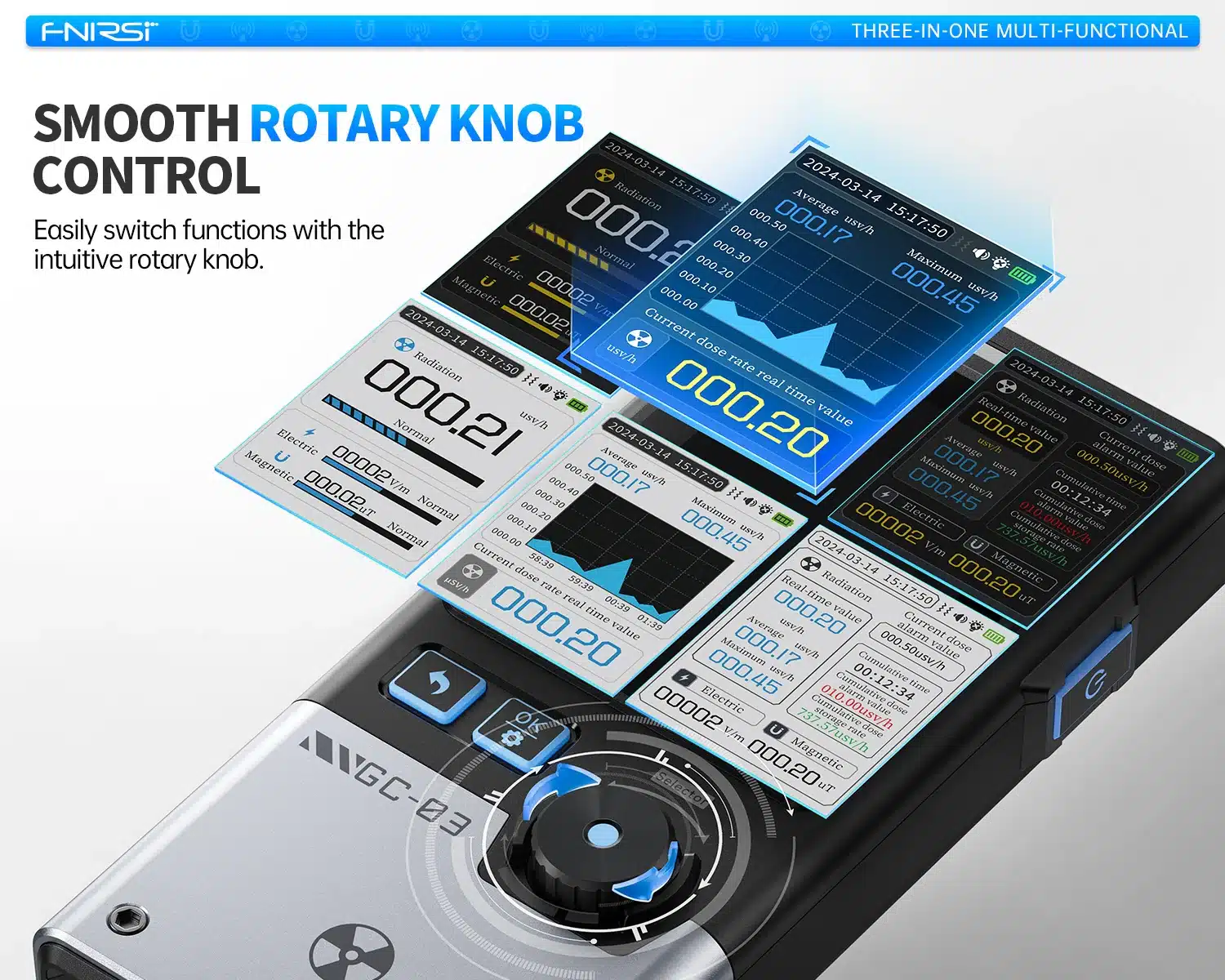 دستگاه تشخیص پرتو چندمنظوره فینرسی مدل FNIRSI GC-03