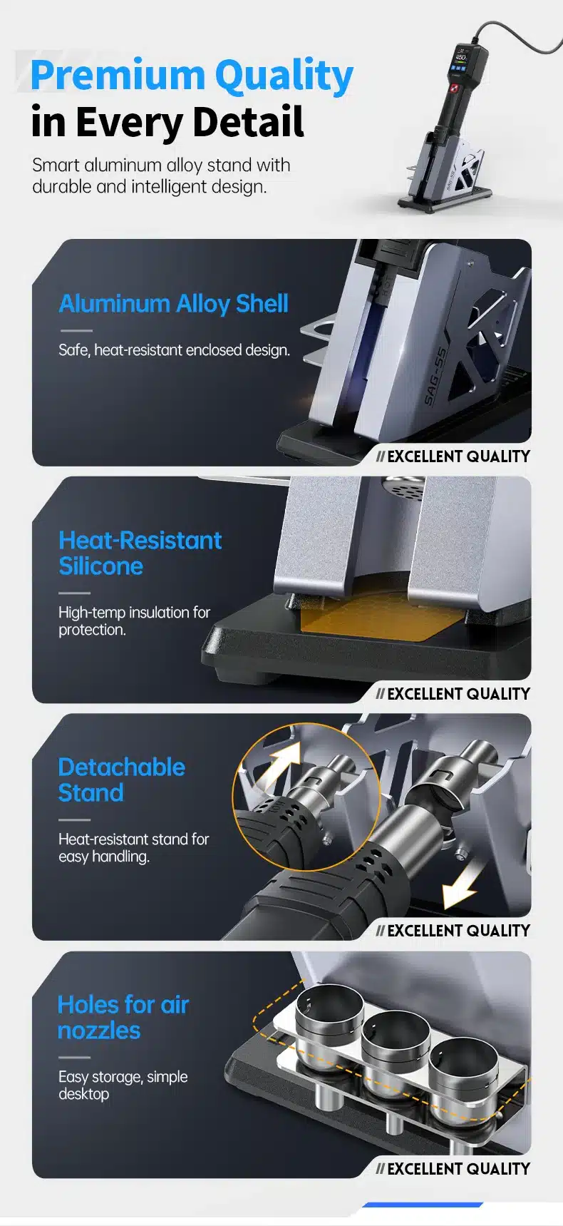 هیتر دستی هوشمند فینرسی مدل FNIRSI SAG-55 با توان 550 وات
