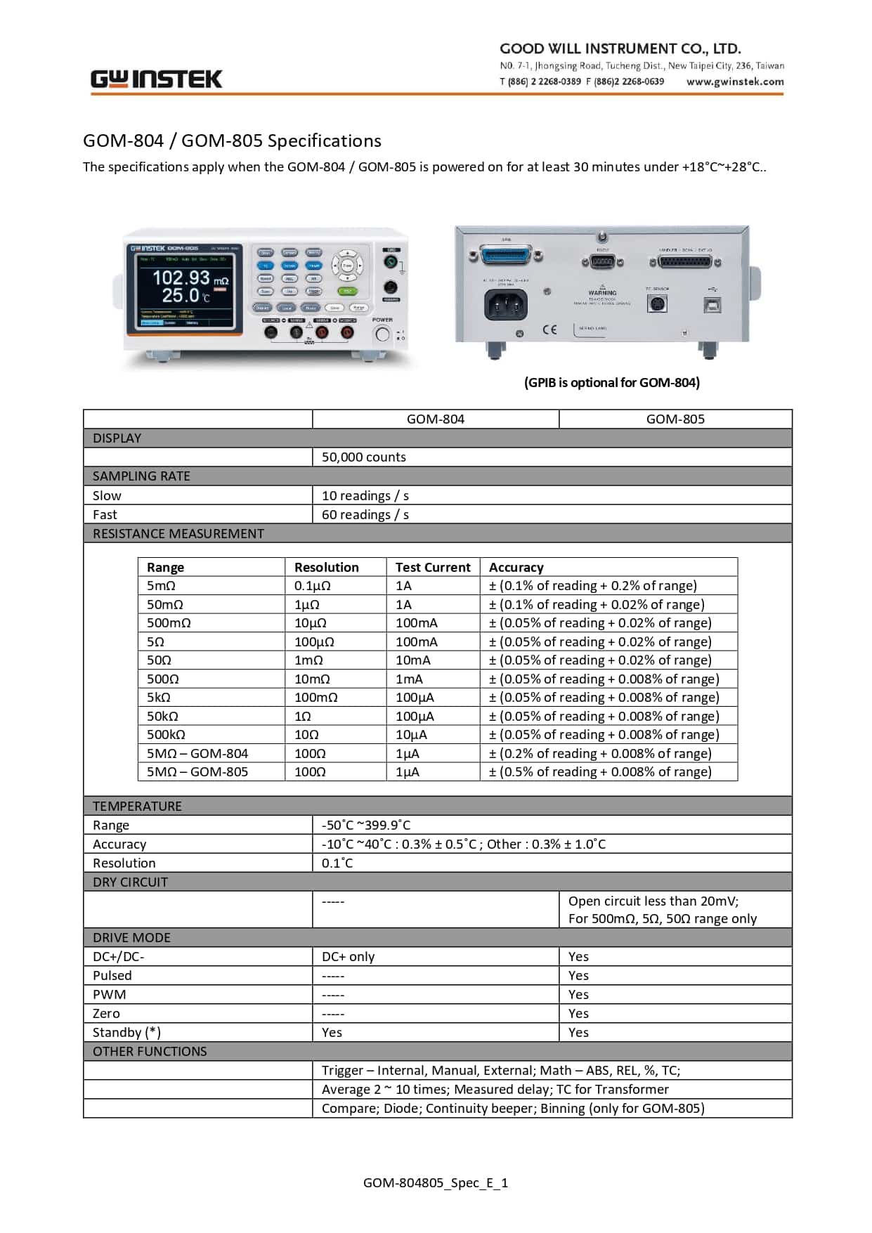 میلی اهم متر رومیزی دیجیتال گودویل مدل GW instek GOM-805