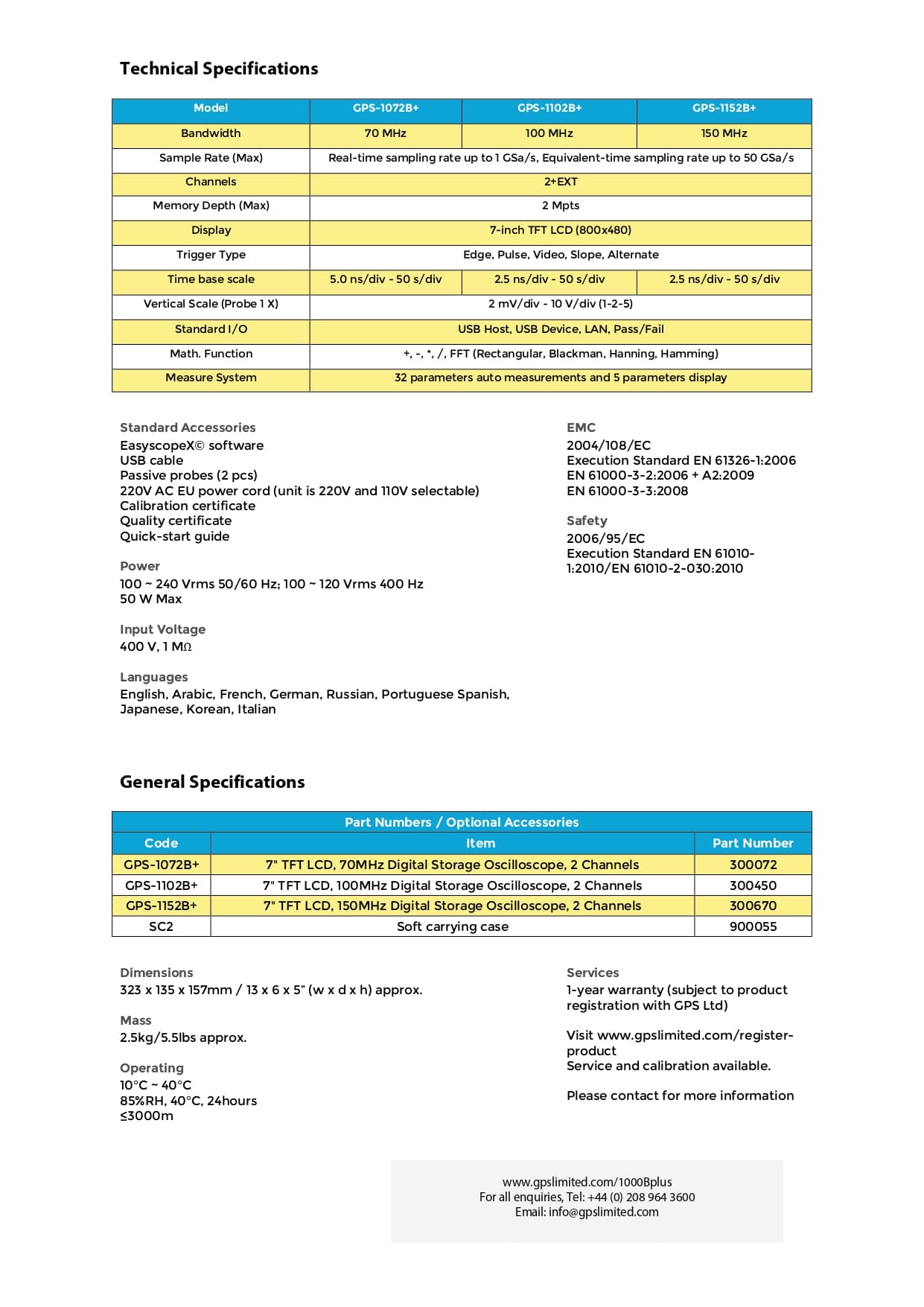 اسیلوسکوپ دو کاناله جی‌پی‌اس مدل GPS-1102B Plus