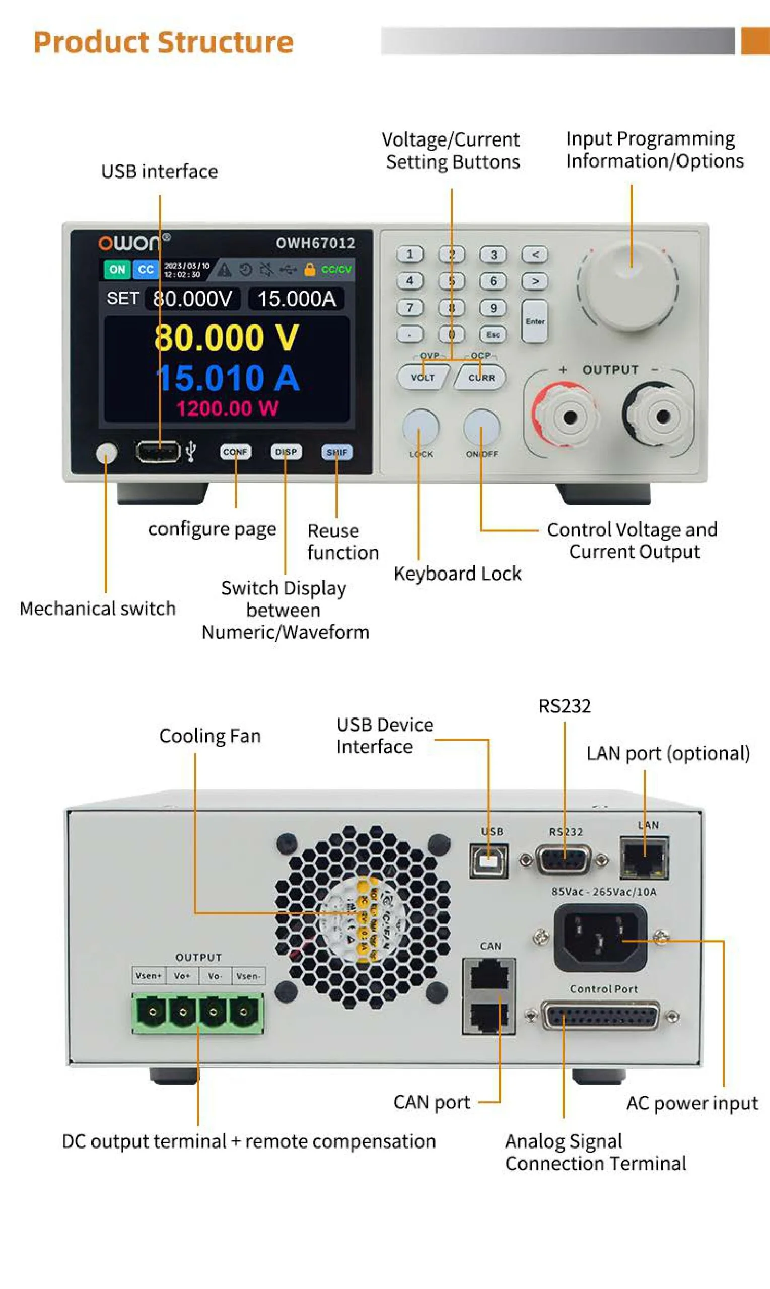 منبع تغذیه دیجیتال تک کانال اوون مدل OWON OWH67030-150-S