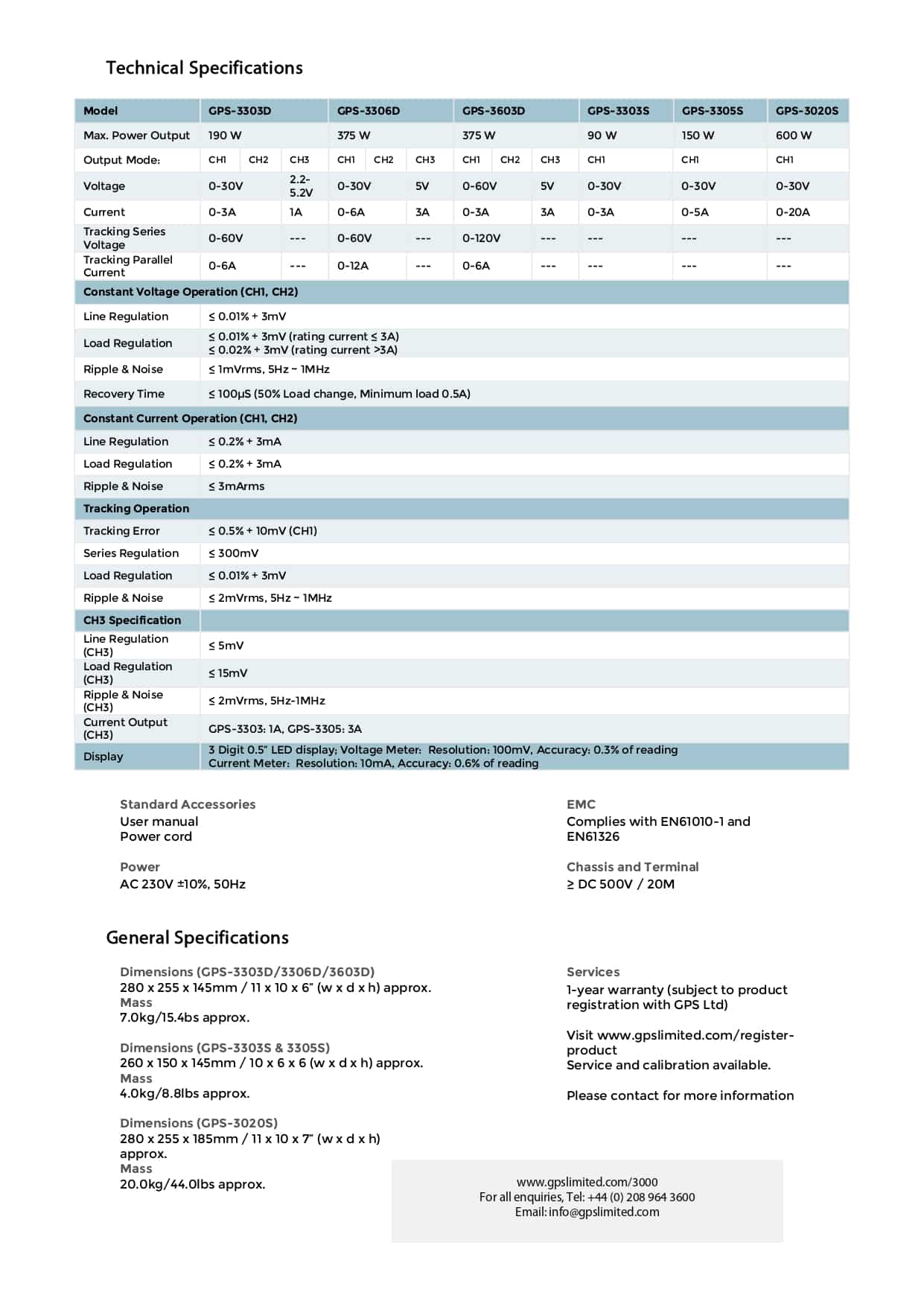 منبع تغذیه 30 ولت 20 آمپر ترانسی مدل GPS-3020S