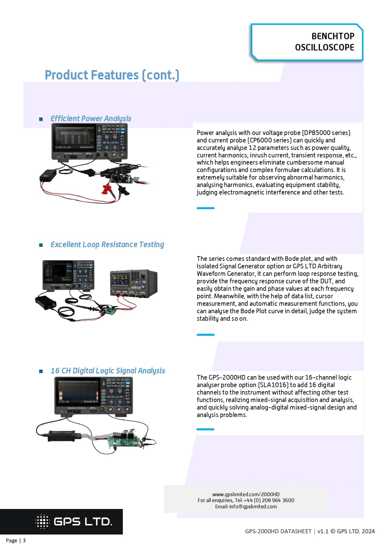 اسیلوسکوپ دو کاناله جی پی اس مدل GPS-2202HD 200MHz