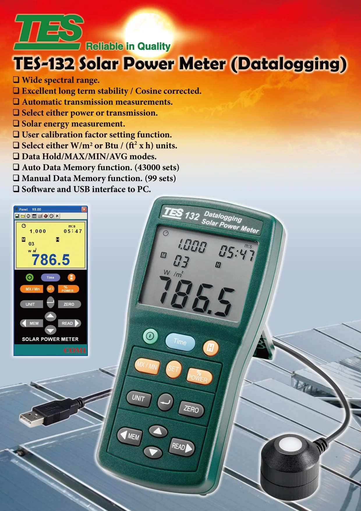 پیرانومتر، سولارمتر تی ای اس مدل TES-132