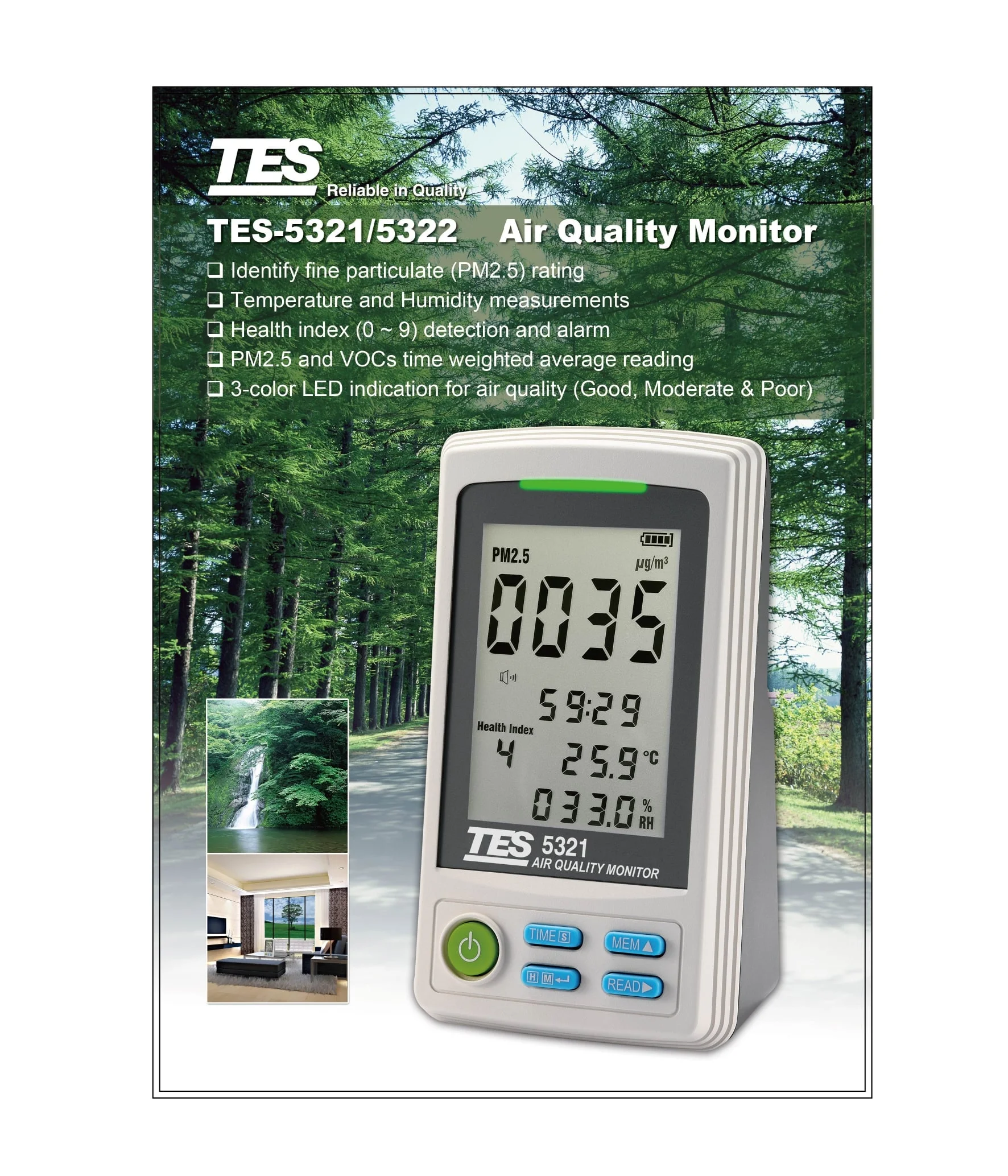 دستگاه اندازه گیری آلودگی هوا تی ای اس مدل TES-5322