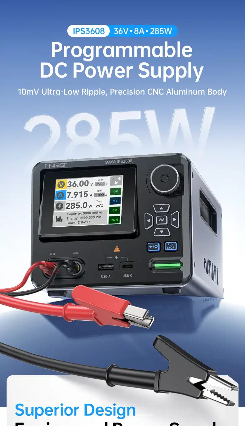 منبع تغذیه هوشمند دیجیتال AC-DC فینرسی مدل FNIRSI IPS3608