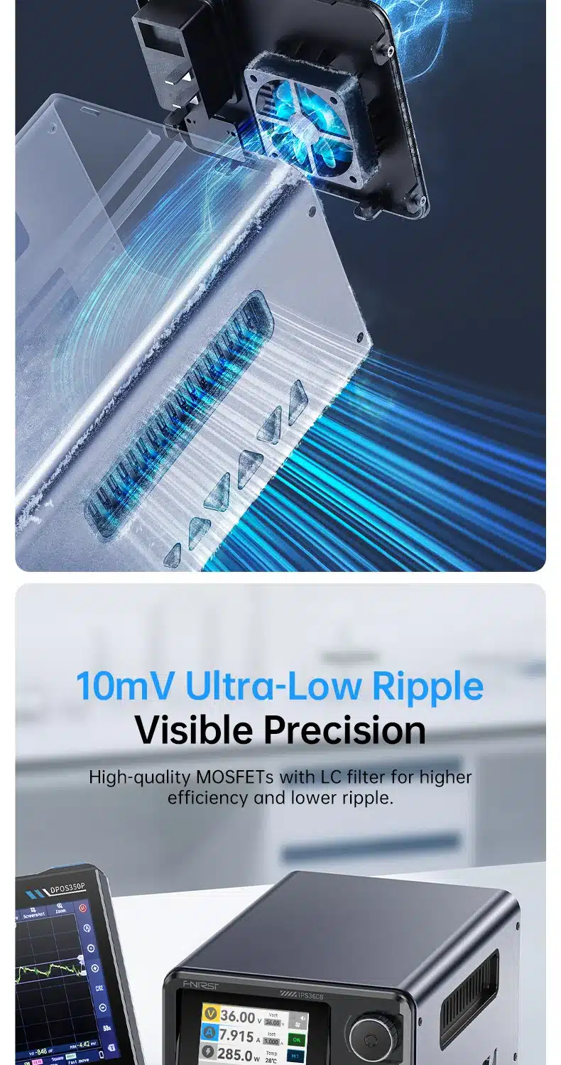 منبع تغذیه هوشمند دیجیتال AC-DC فینرسی مدل FNIRSI IPS3608
