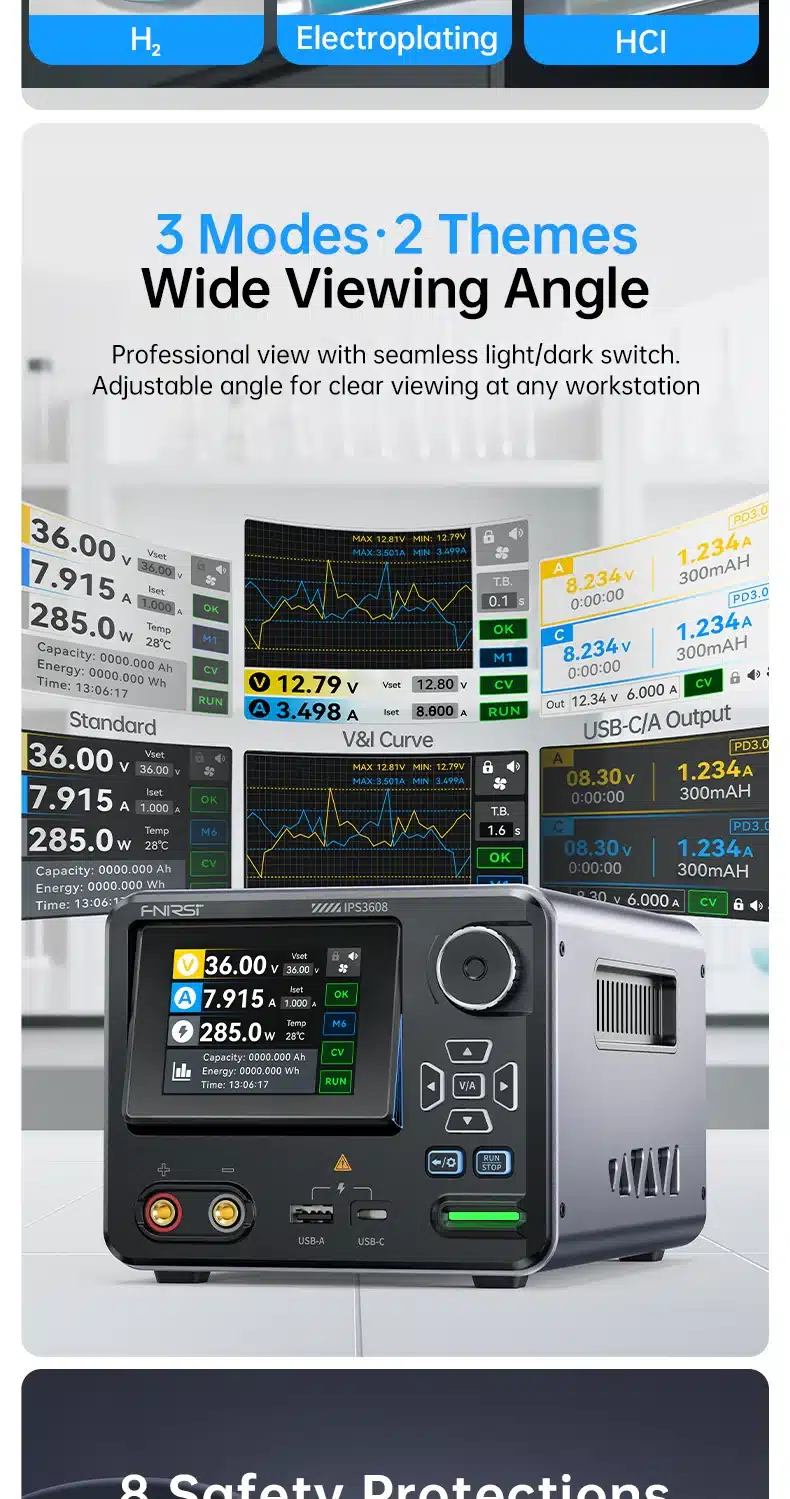 منبع تغذیه هوشمند دیجیتال AC-DC فینرسی مدل FNIRSI IPS3608