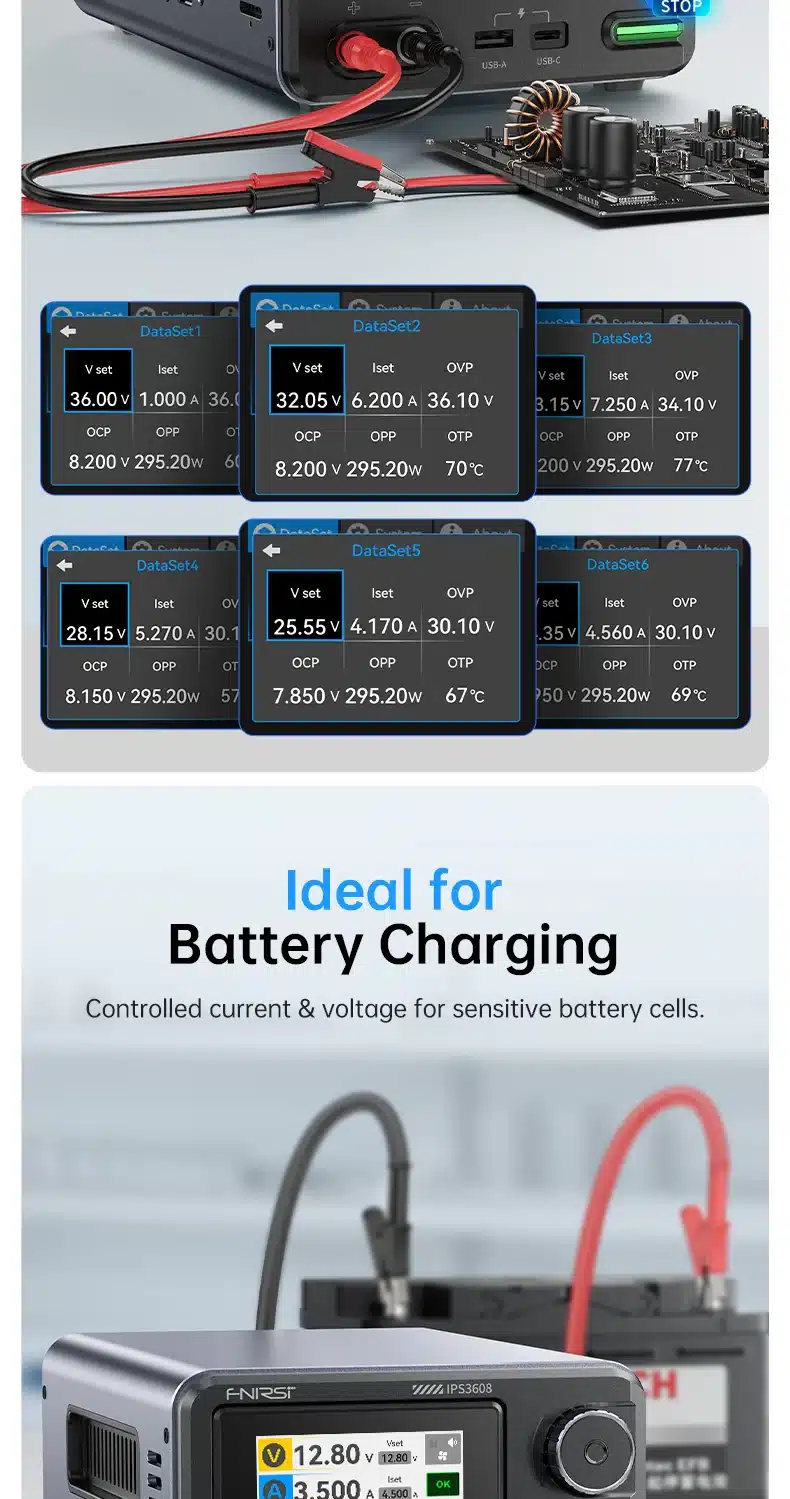 منبع تغذیه هوشمند دیجیتال AC-DC فینرسی مدل FNIRSI IPS3608