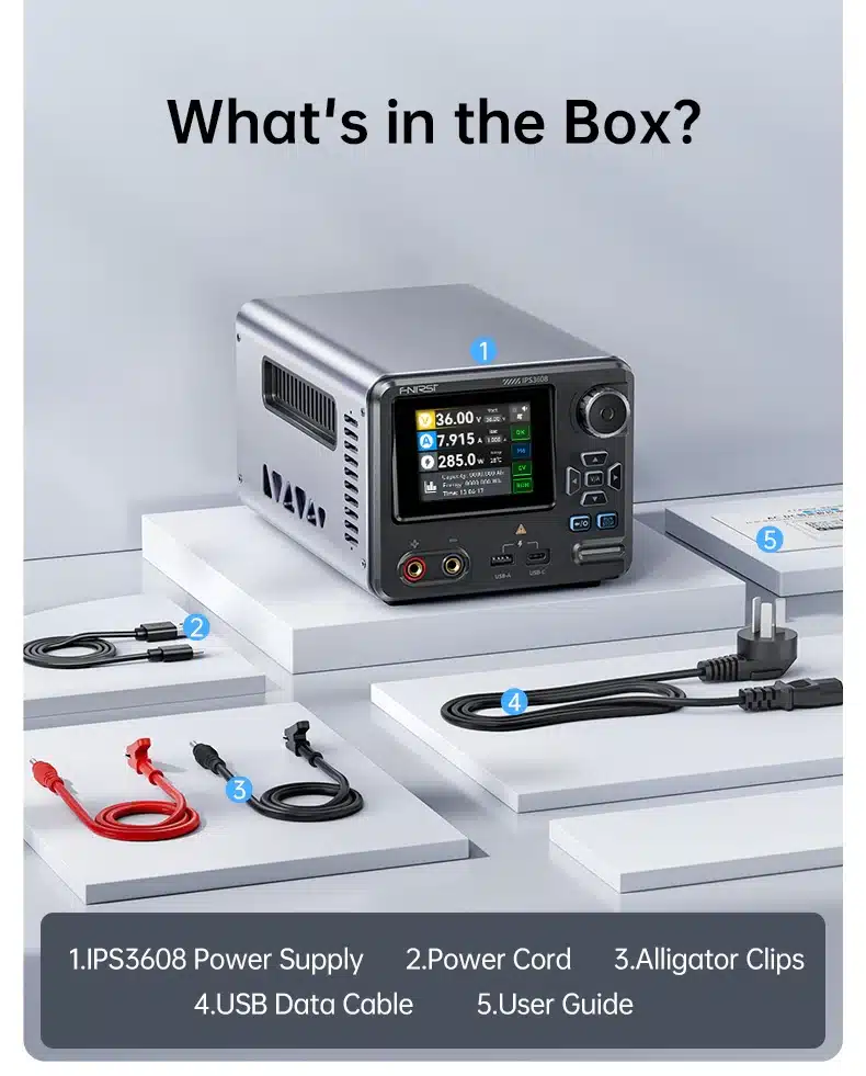 منبع تغذیه هوشمند دیجیتال AC-DC فینرسی مدل FNIRSI IPS3608