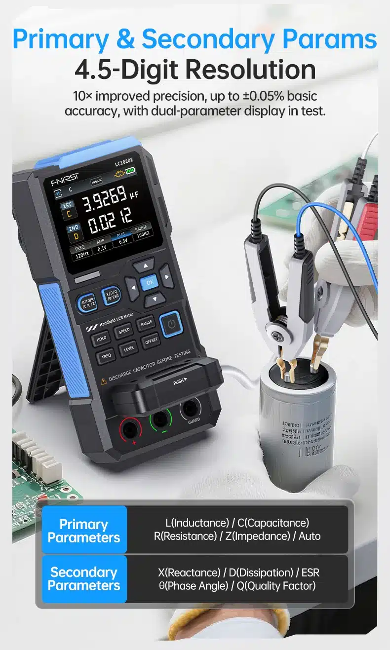 دستگاه LCR متر و ESR دیجیتال فینرسی مدل FNIRSI LC1020E