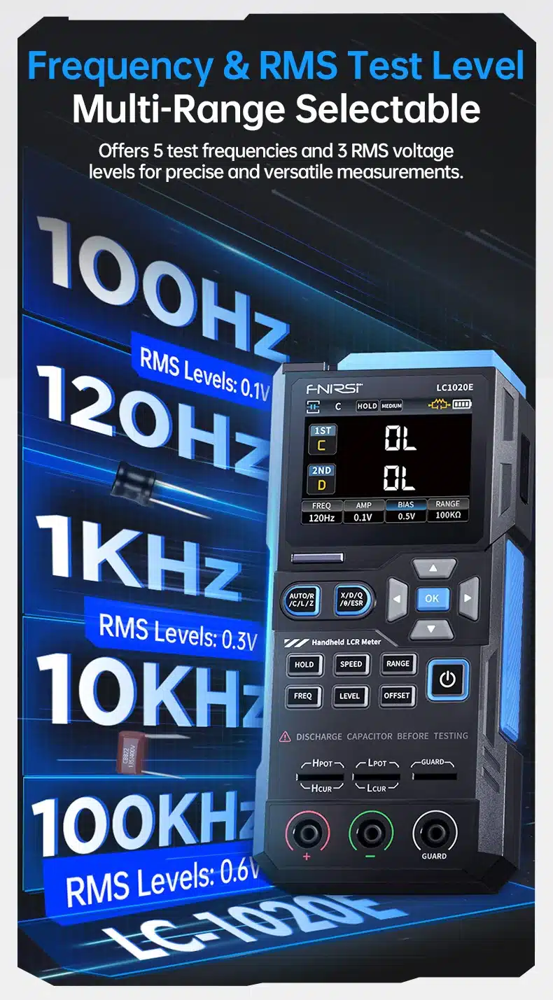 دستگاه LCR متر و ESR دیجیتال فینرسی مدل FNIRSI LC1020E