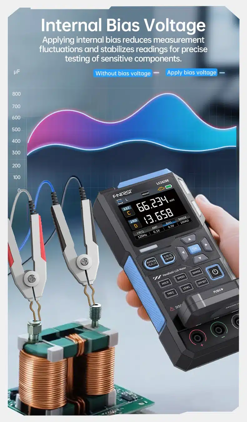 دستگاه LCR متر و ESR دیجیتال فینرسی مدل FNIRSI LC1020E