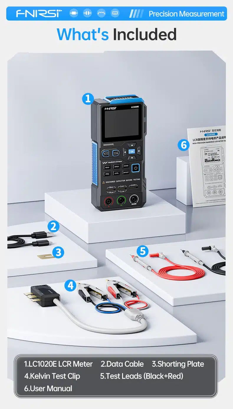 دستگاه LCR متر و ESR دیجیتال فینرسی مدل FNIRSI LC1020E