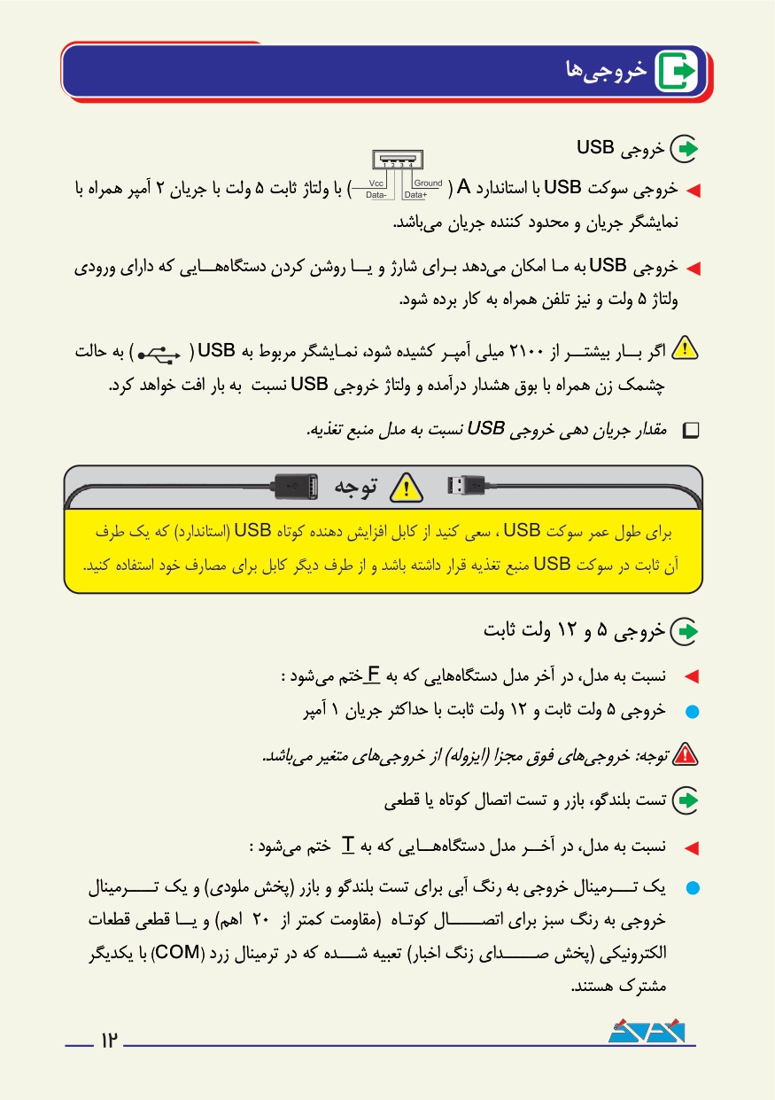 منبع تغذیه 15 ولت 5 آمپر ترانسی آداک ADAK PS-155U2 PLUS 19 دفترچه راهنمای منبع تغذیه سری PLUS از برند آداک