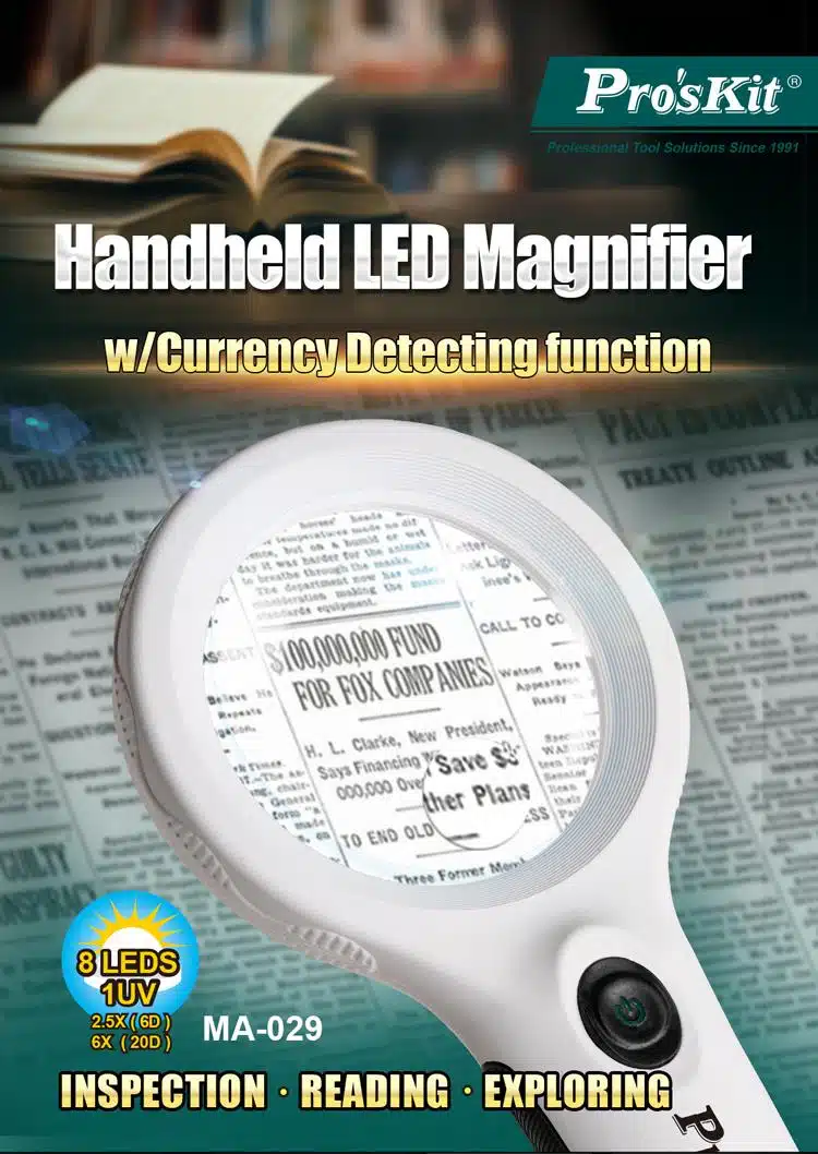 ذره بین دستی چراغ دار پروسکیت مدل Proskit MA-029