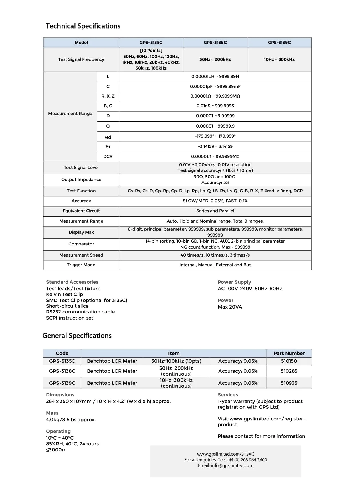 LCR متر رومیزی جی‌پی‌اس مدل GPS-3138C
