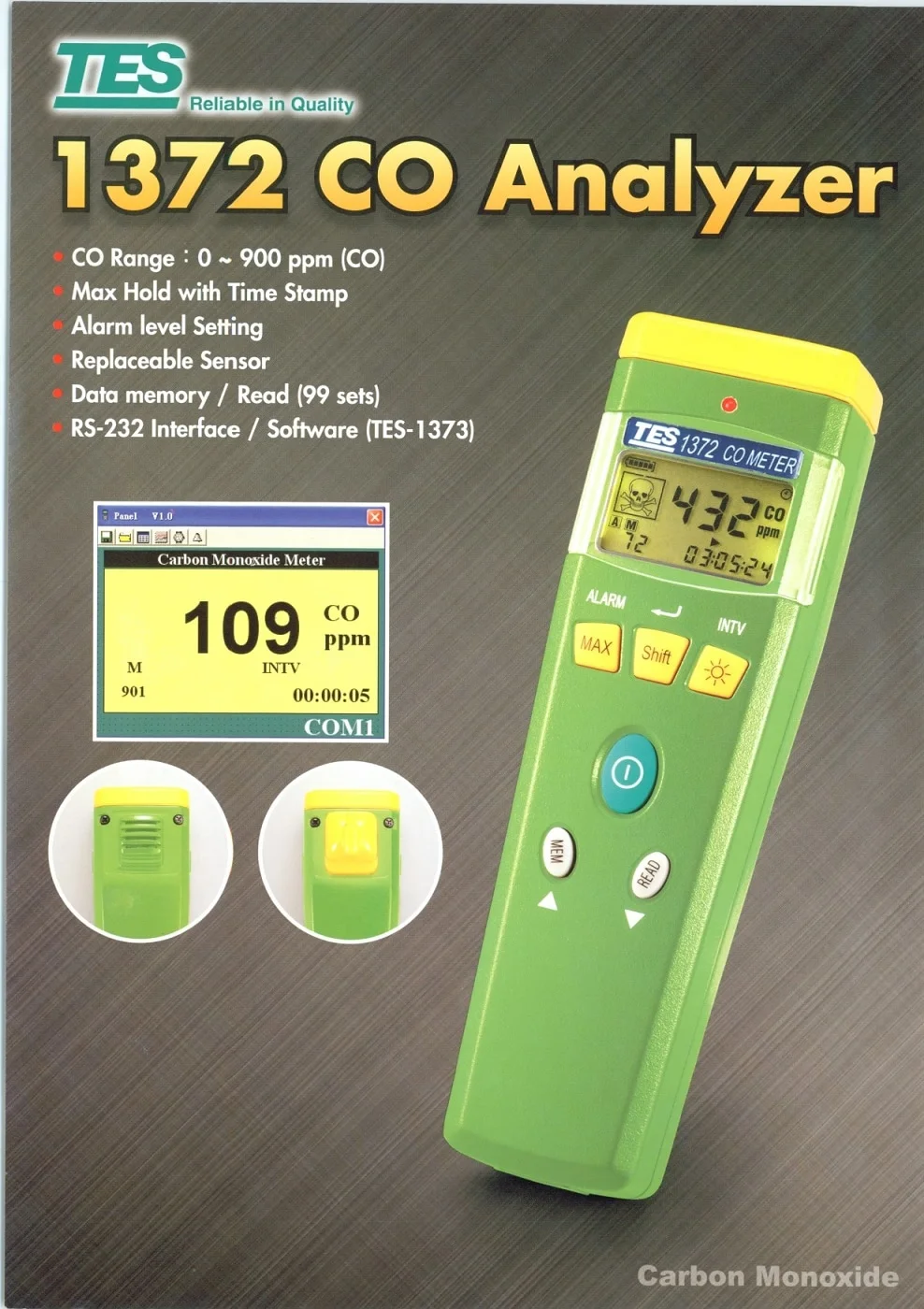 COمتر، تستر مونوکسید کربن تی ای اس مدل TES-1372