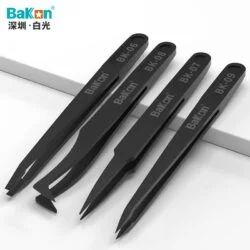 پنس سر صاف فیبر کربن آنتی استاتیک باکون مدل BAKON BK-09