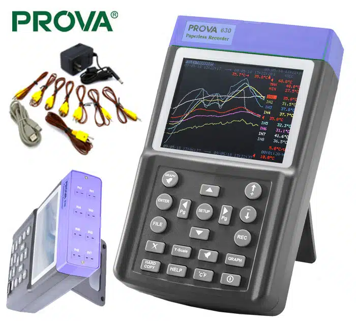 دیتالاگر 8 کاناله دما پروا مدل 830 PROVA با LCD رنگی