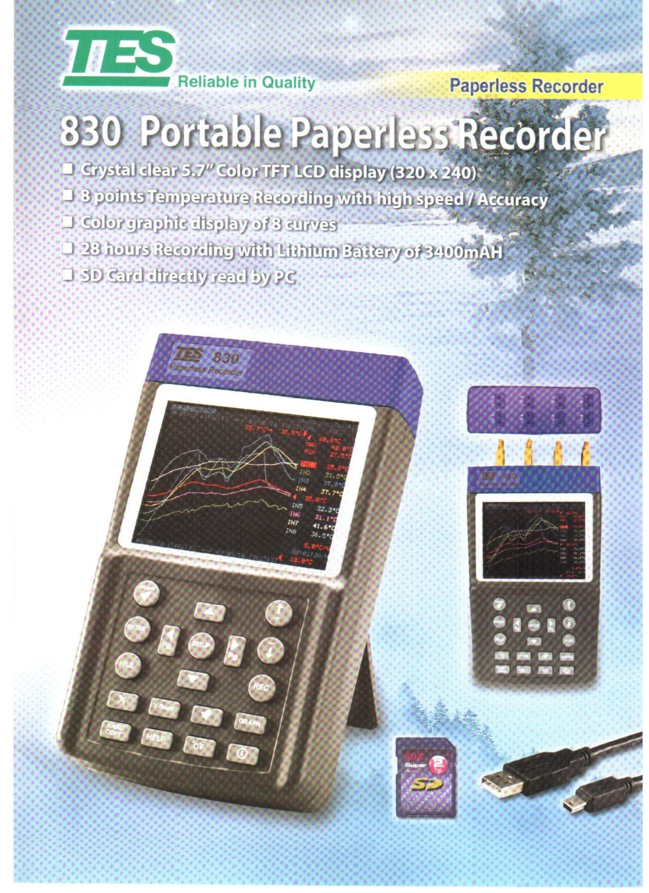 دیتالاگر 8 کاناله دما پروا مدل 830 PROVA با LCD رنگی