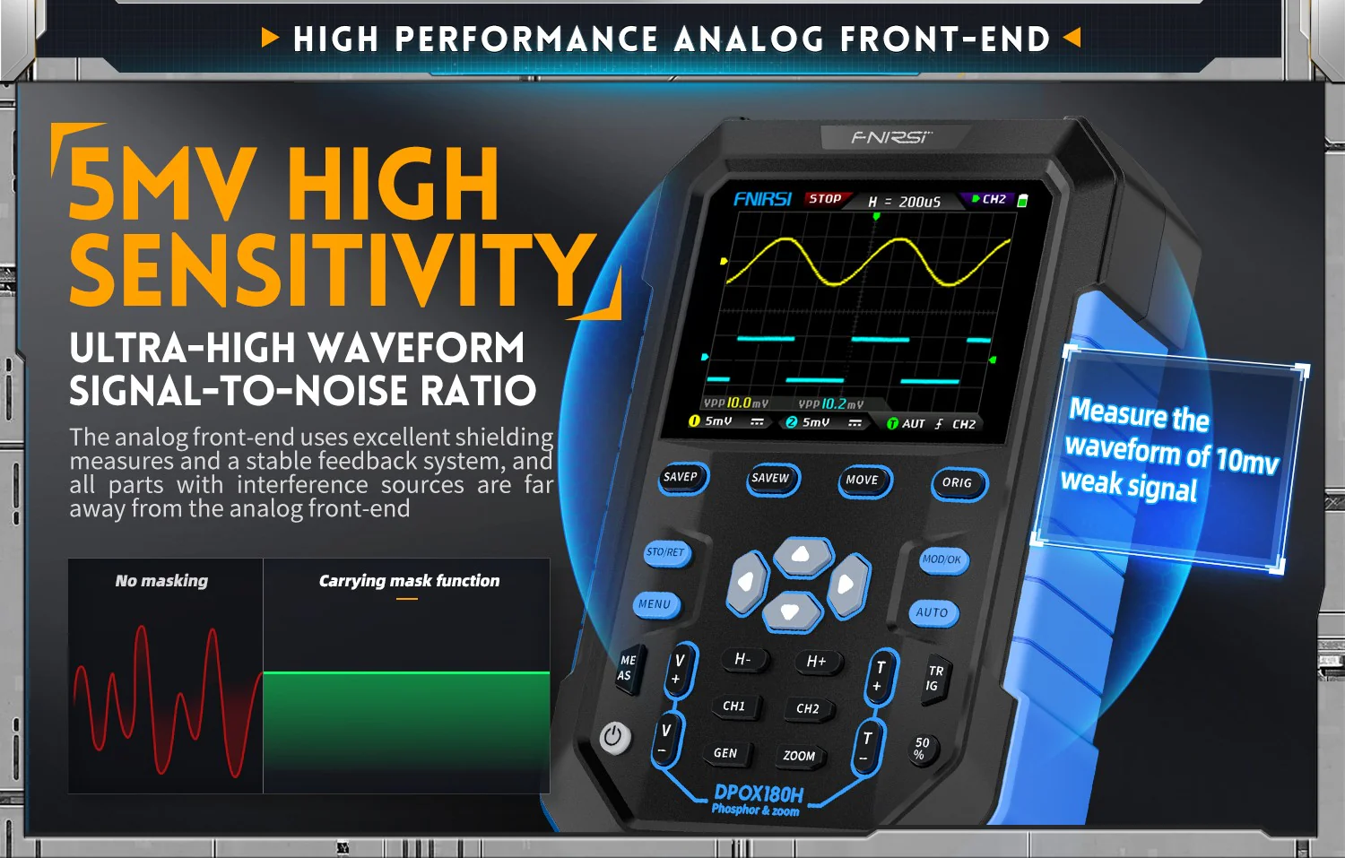 اسیلوسکوپ و سیگنال ژنراتور دوکاناله فینرسی مدل FNIRSI DPOX180H