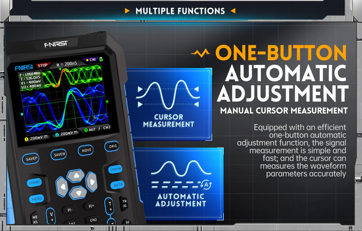 اسیلوسکوپ و سیگنال ژنراتور دوکاناله فینرسی مدل FNIRSI DPOX180H