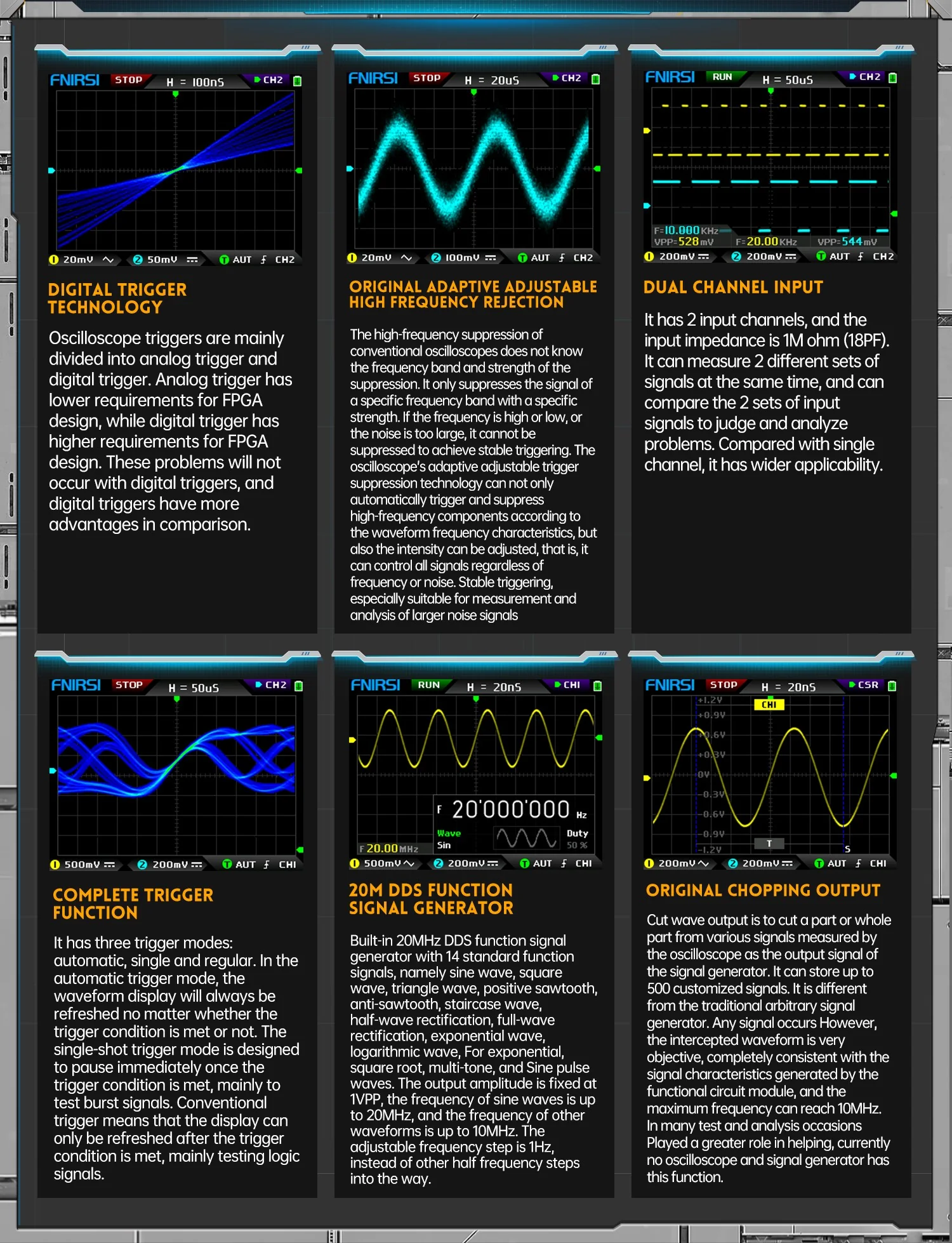 اسیلوسکوپ و سیگنال ژنراتور دوکاناله فینرسی مدل FNIRSI DPOX180H