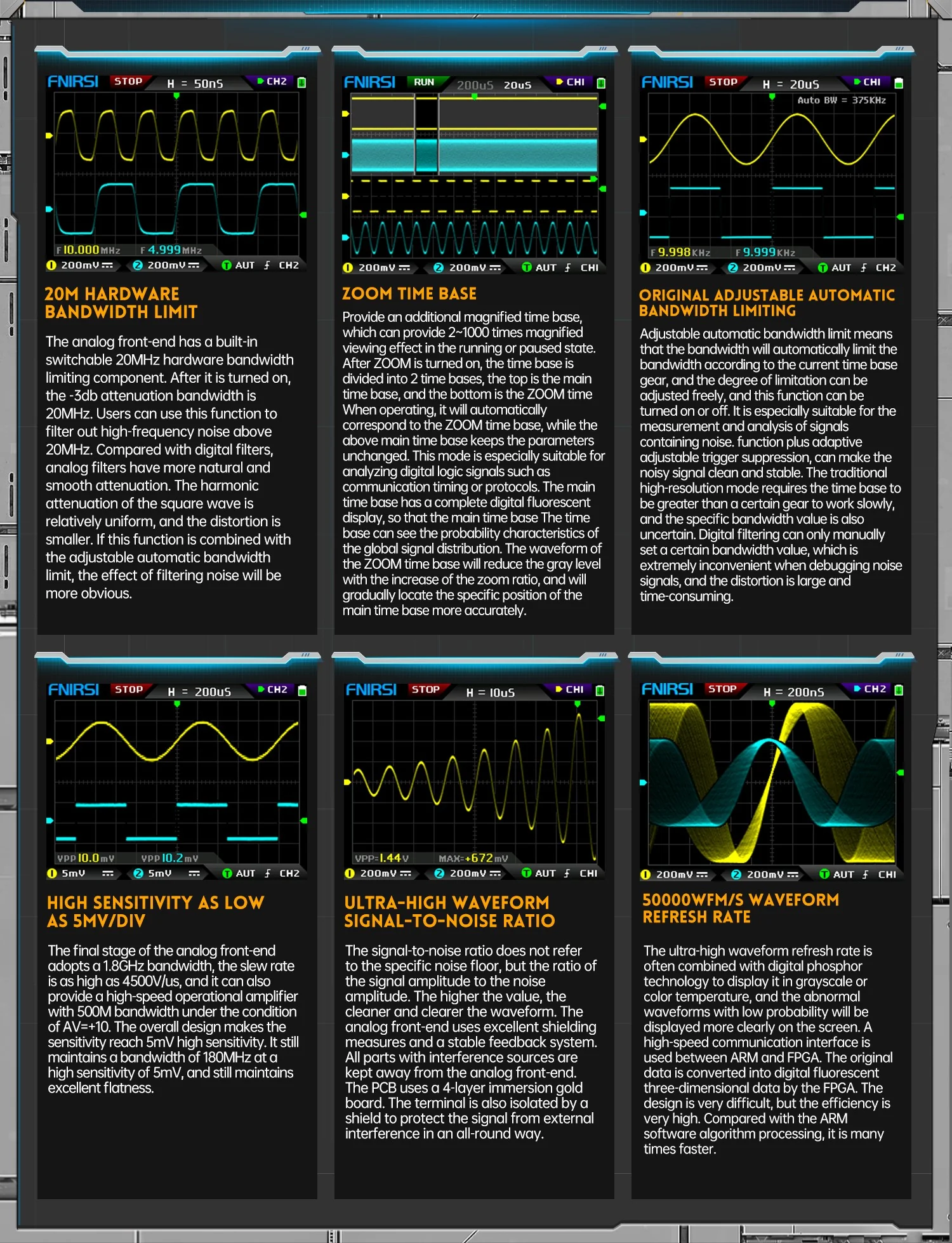 اسیلوسکوپ و سیگنال ژنراتور دوکاناله فینرسی مدل FNIRSI DPOX180H