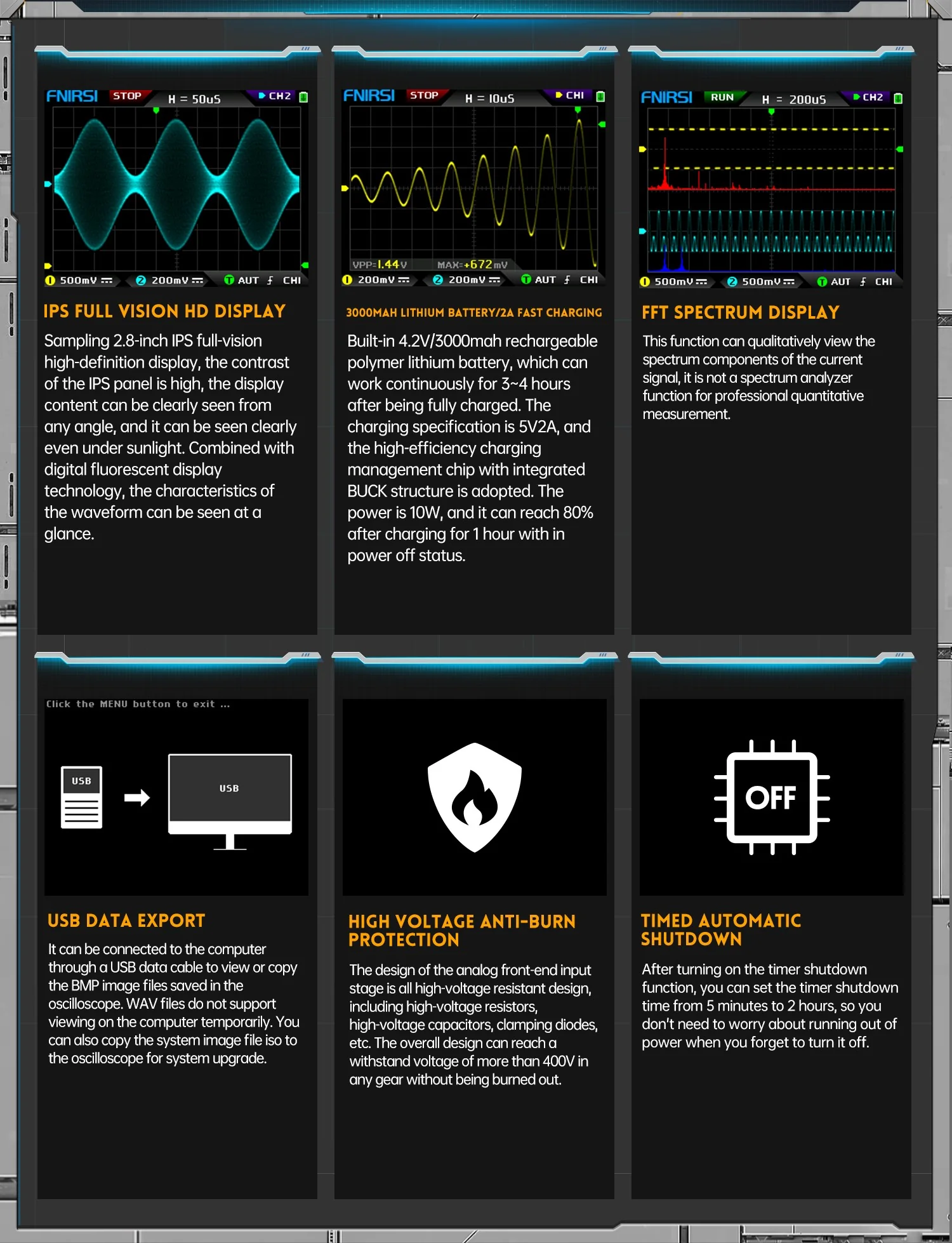 اسیلوسکوپ و سیگنال ژنراتور دوکاناله فینرسی مدل FNIRSI DPOX180H