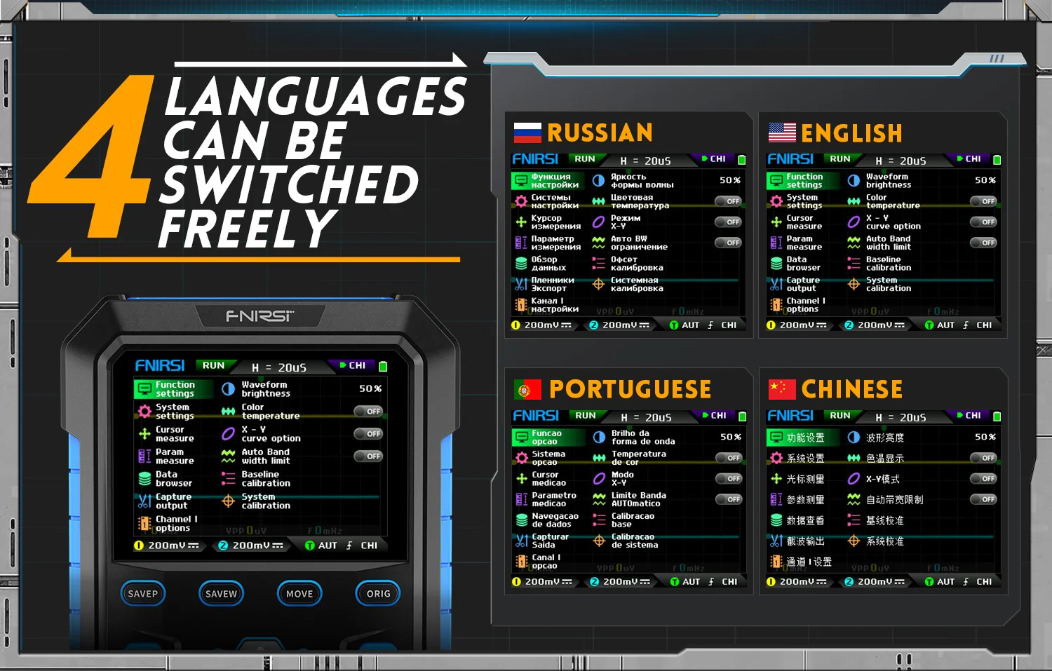 اسیلوسکوپ و سیگنال ژنراتور دوکاناله فینرسی مدل FNIRSI DPOX180H