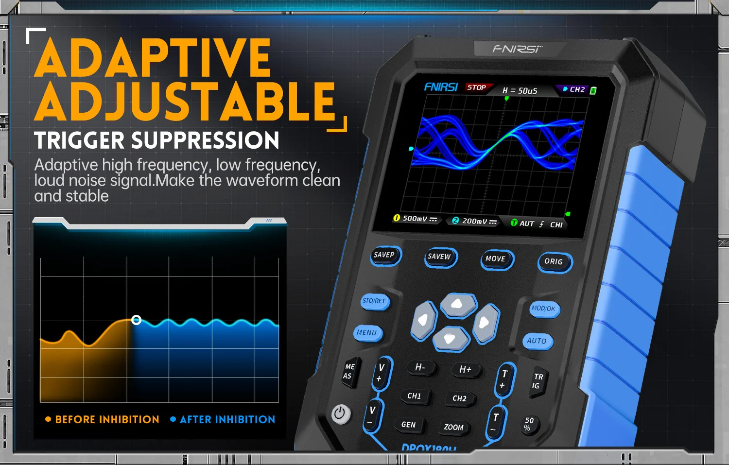 اسیلوسکوپ و سیگنال ژنراتور دوکاناله فینرسی مدل FNIRSI DPOX180H