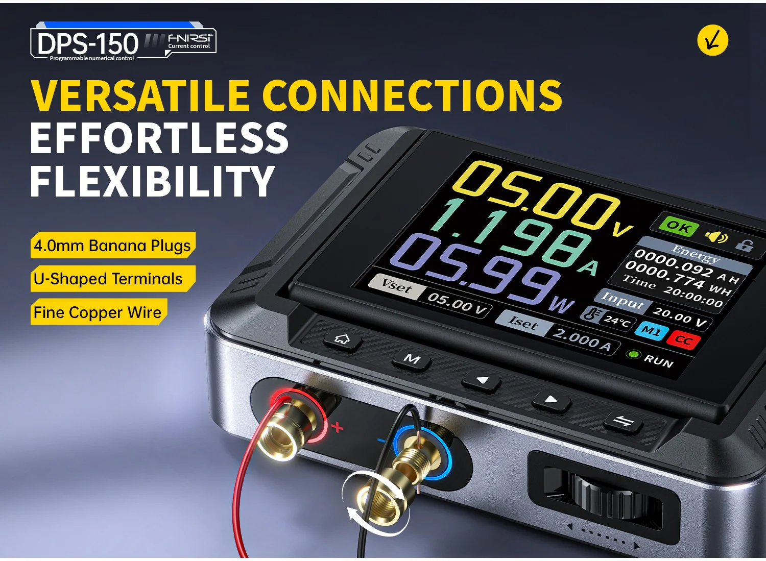 منبع تغذیه سوئیچینگ قابل تنظیم فینرسی مدل FNIRSI DPS-150 PD (همراه آداپتور)