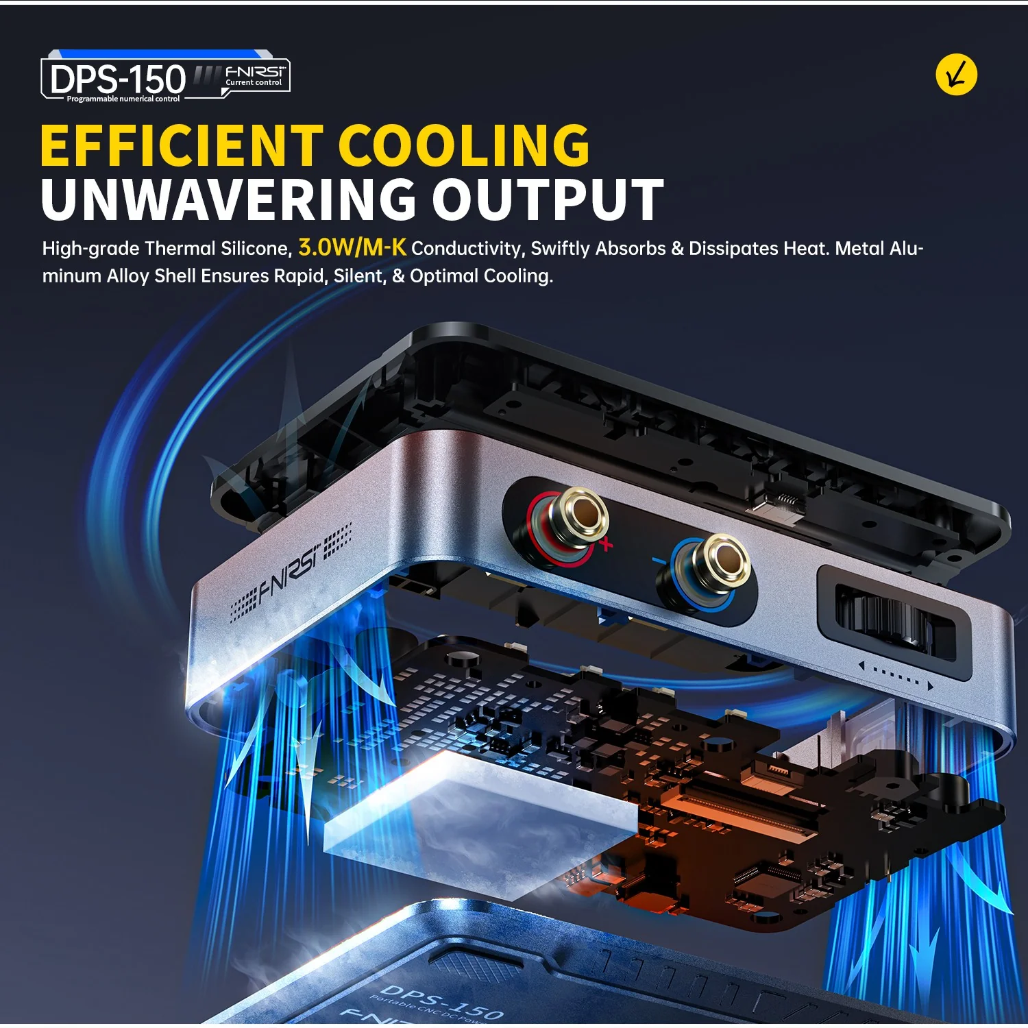 منبع تغذیه سوئیچینگ قابل تنظیم فینرسی مدل FNIRSI DPS-150 PD (همراه آداپتور)