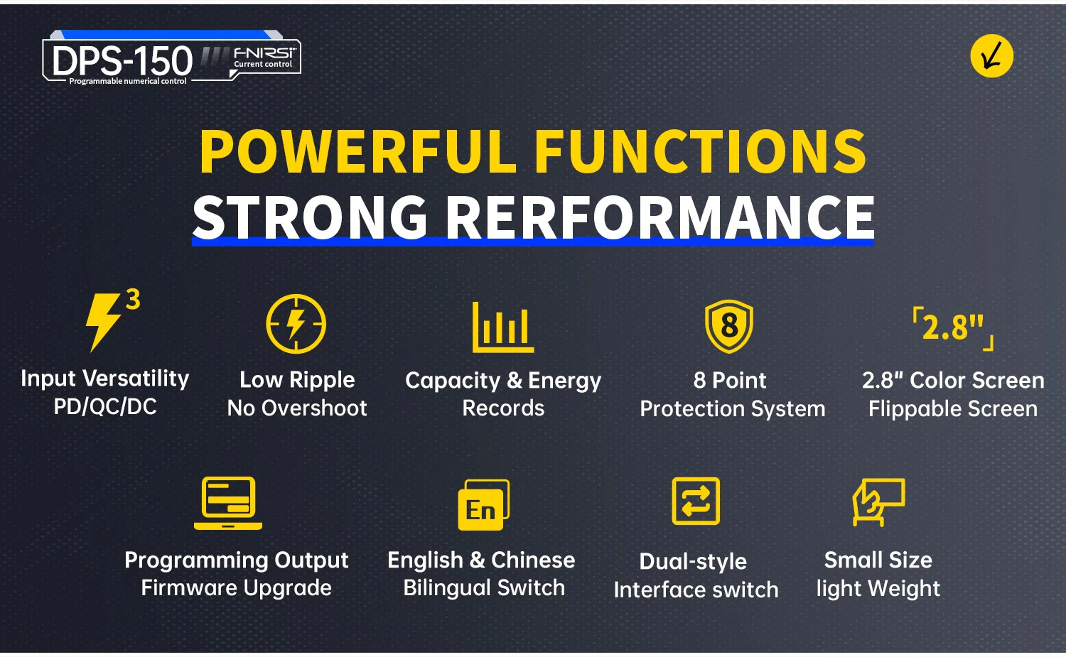 منبع تغذیه سوئیچینگ قابل تنظیم فینرسی مدل FNIRSI DPS-150 PD (همراه آداپتور)