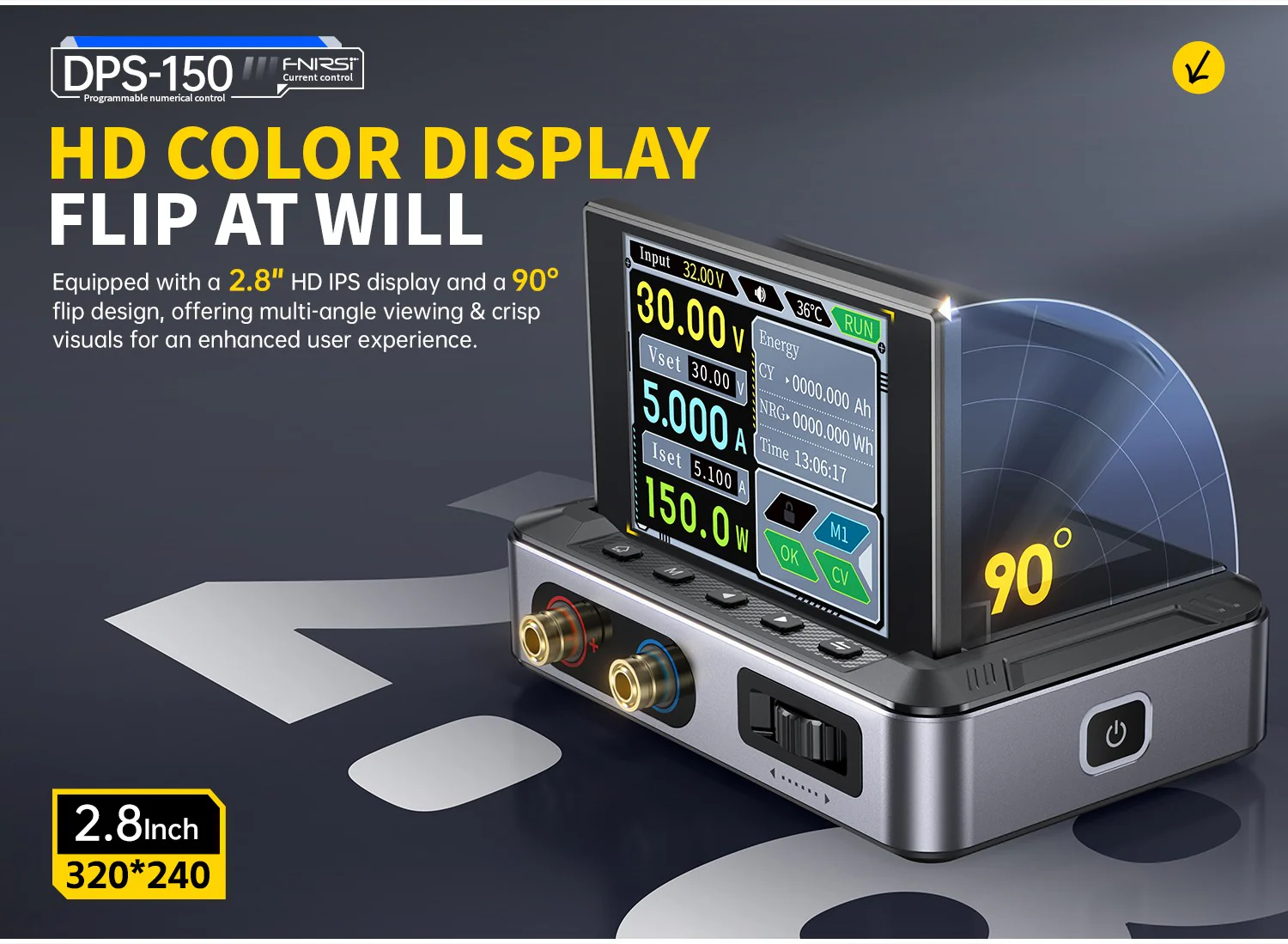 منبع تغذیه سوئیچینگ قابل تنظیم فینرسی مدل FNIRSI DPS-150 PD (همراه آداپتور)