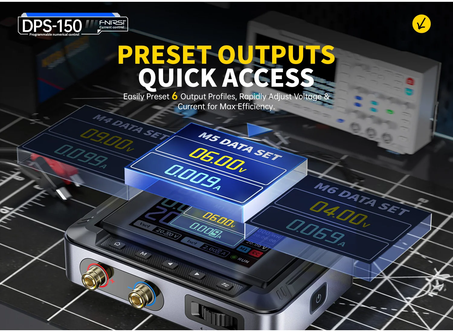 منبع تغذیه سوئیچینگ قابل تنظیم فینرسی مدل FNIRSI DPS-150 PD (همراه آداپتور)