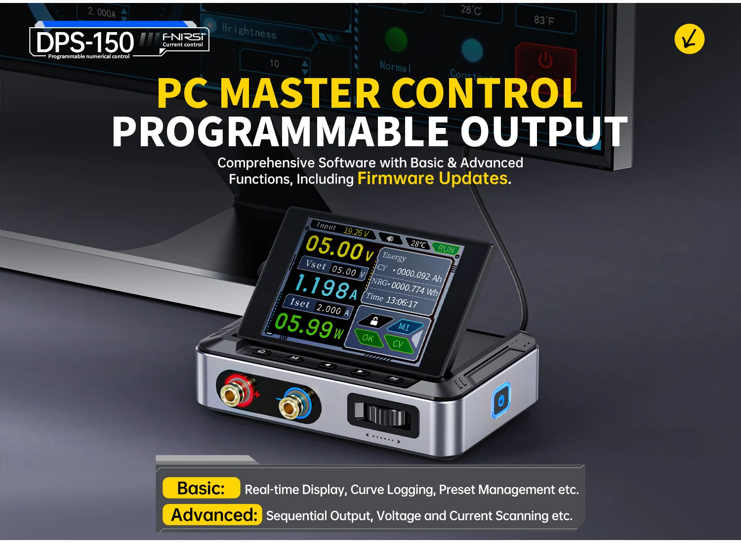 منبع تغذیه سوئیچینگ قابل تنظیم فینرسی مدل FNIRSI DPS-150 PD (همراه آداپتور)