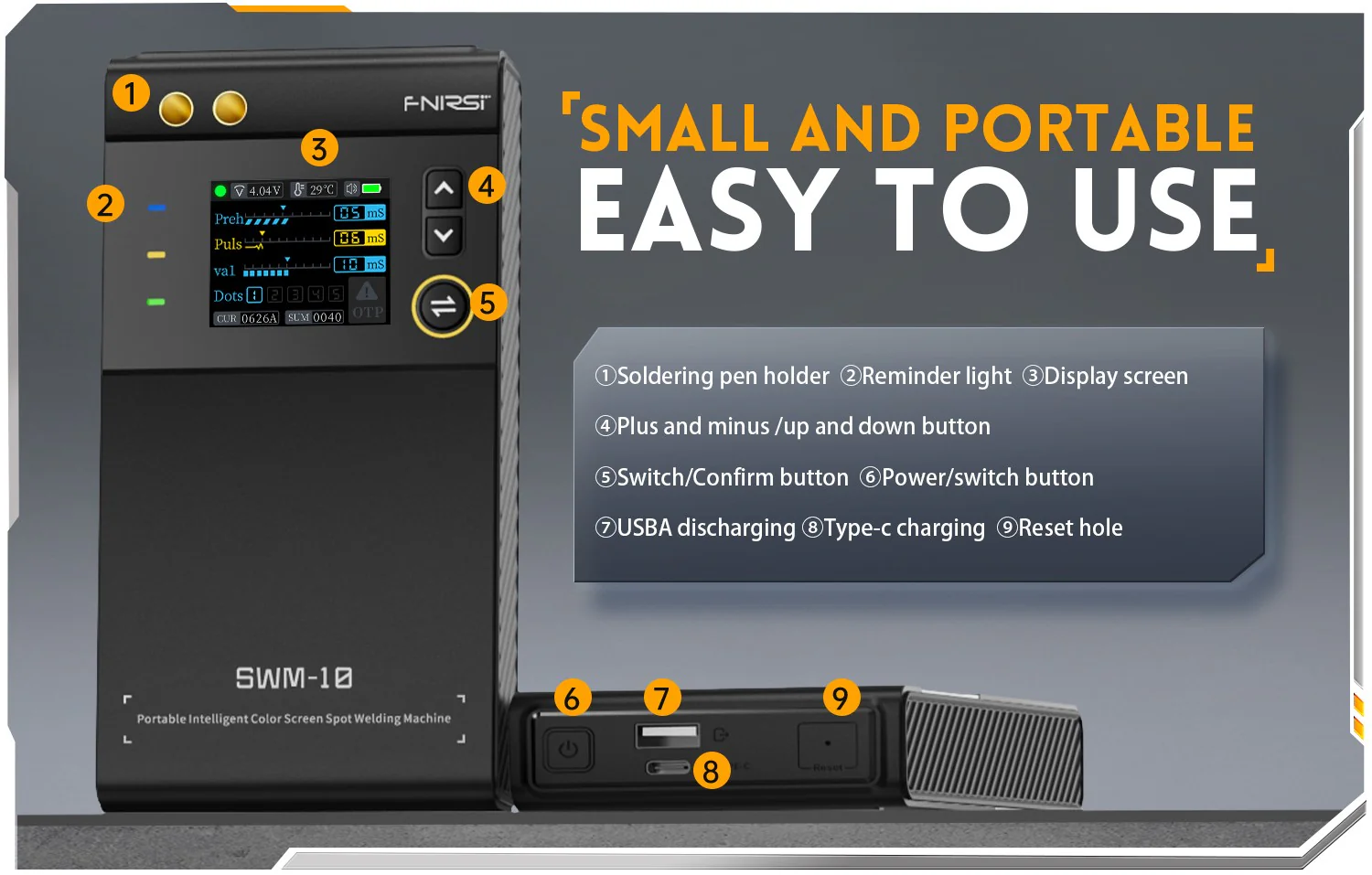 دستگاه جوش نقطه‌ای قابل حمل فینرسی مدل FNIRSI SWM-10
