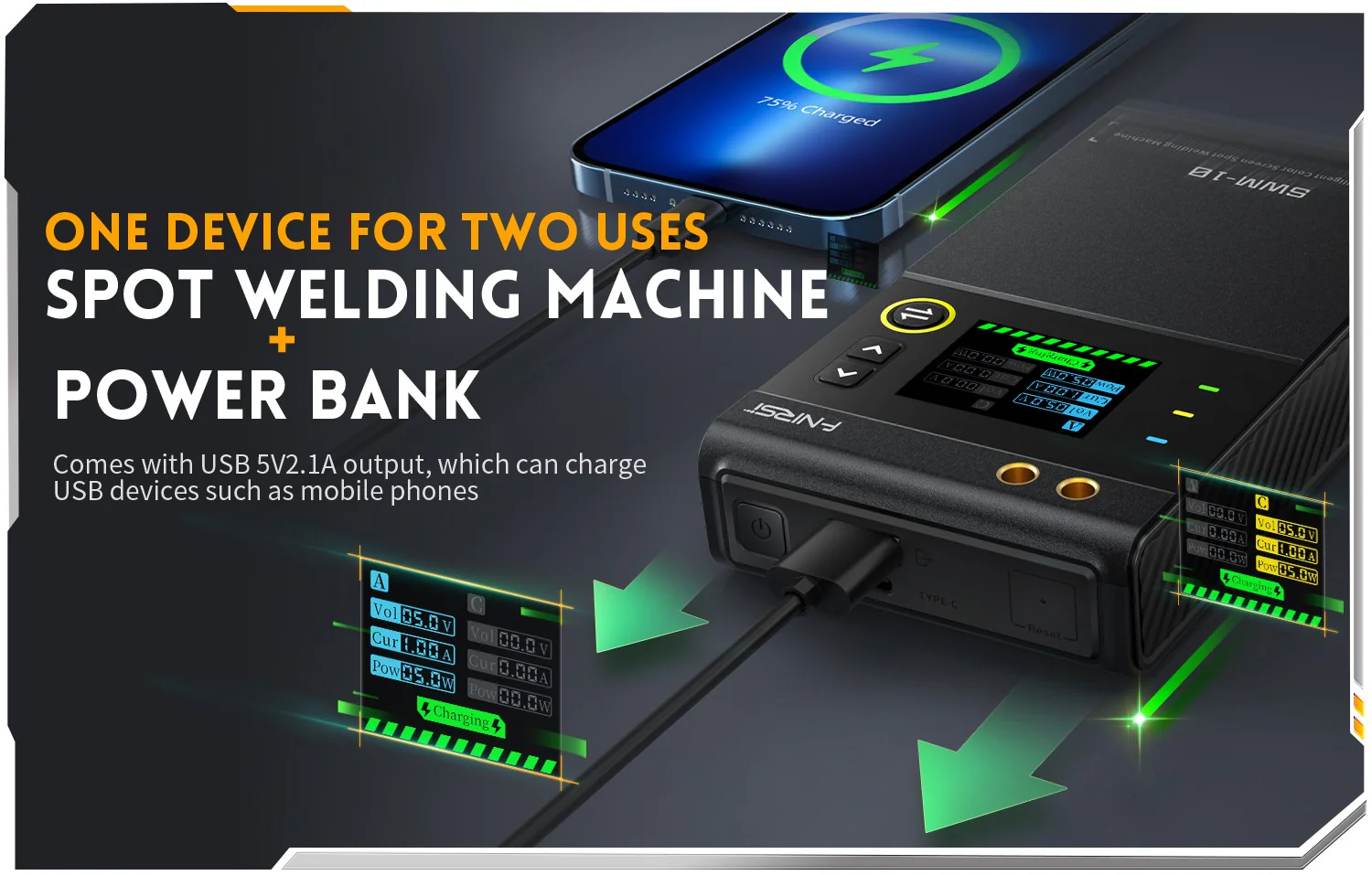 دستگاه جوش نقطه‌ای قابل حمل فینرسی مدل FNIRSI SWM-10