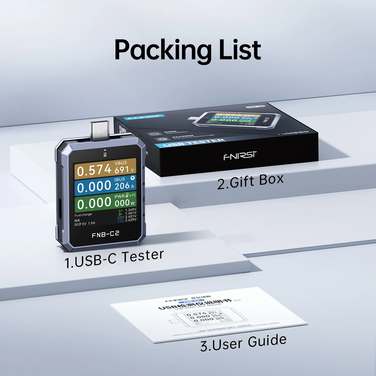 تستر شارژ سریع USB-C فینرسی مدل FNIRSI FNB-C2
