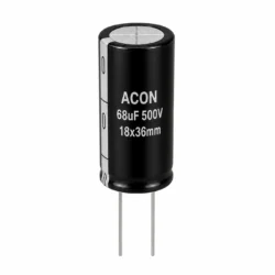 نمای تک خازن الکترولیتی آکون مدل ACON 68uF 500V 18×36mm