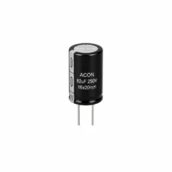 نمای تک خازن الکترولیتی آکون مدل ACON 82uF 250V 16×20mm