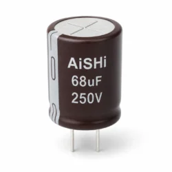 نمای تک خازن الکترولیتی آیشی مدل AISHI 68uF 250V 16×20mm