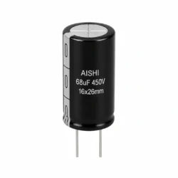 نمای تک خازن الکترولیتی آیشی مدل AISHI 68uF 450V 16×26mm
