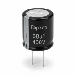 نمای تک خازن الکترولیتی کپکسون مدل CAPXON 68uF 400V 18×20mm