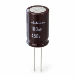 نمای تک خازن الکترولیتی نیکیکون مدل NICHICON 100uF 450V 18×30mm